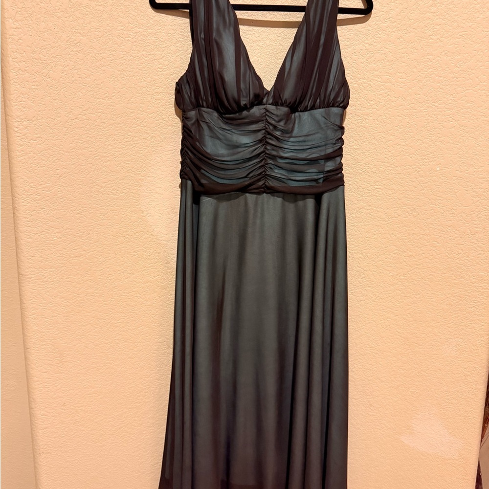 Connected Apparel Aqua and Black Dress